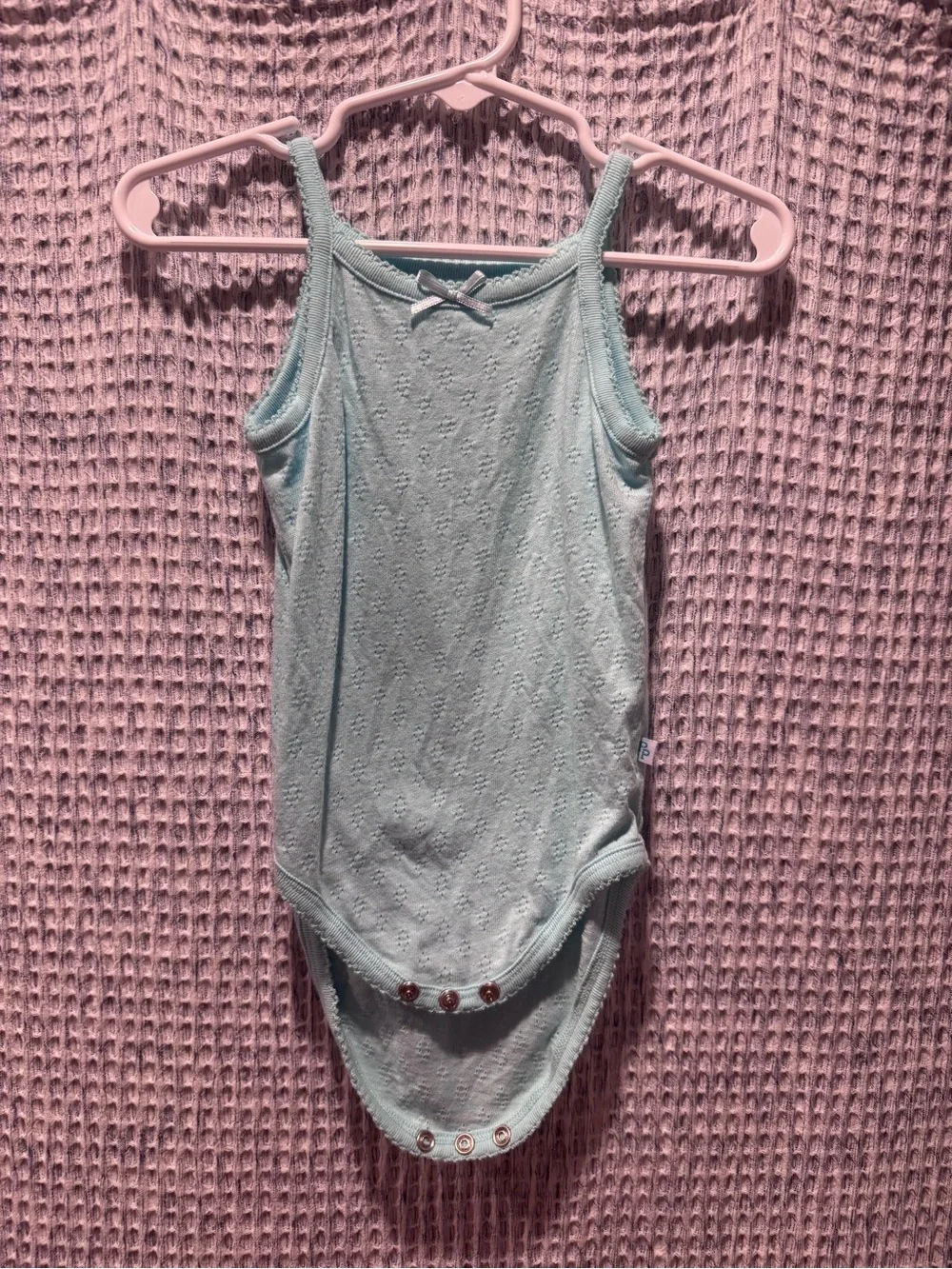 Posh Peanut Light Blue Pointelle Tank Bodysuit